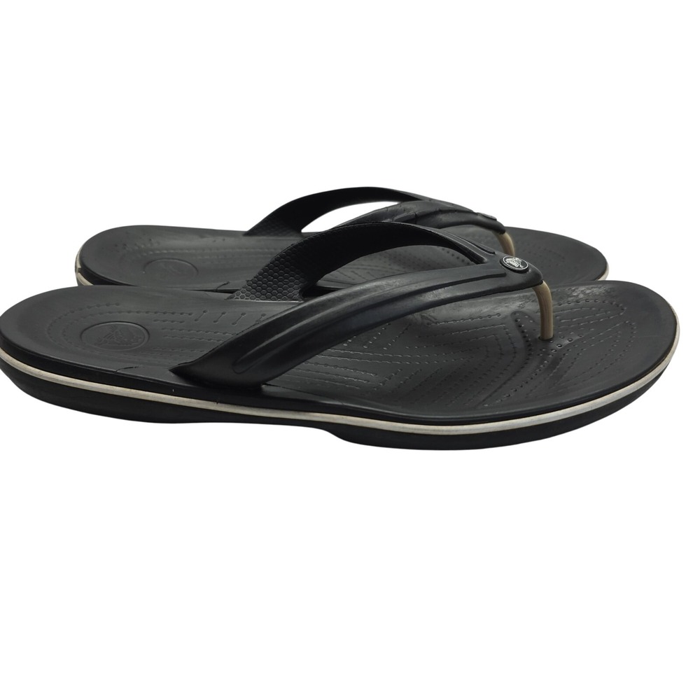 Crocs Flip Flop Shoes Mens Size 8 Womens Size 10 Black Comfort Sandals Beach‎